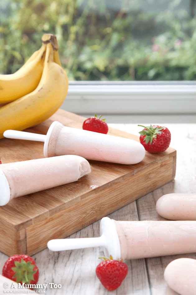 Strawberry and Banana Smoothie Lollies (no added sugar or other nasties) 