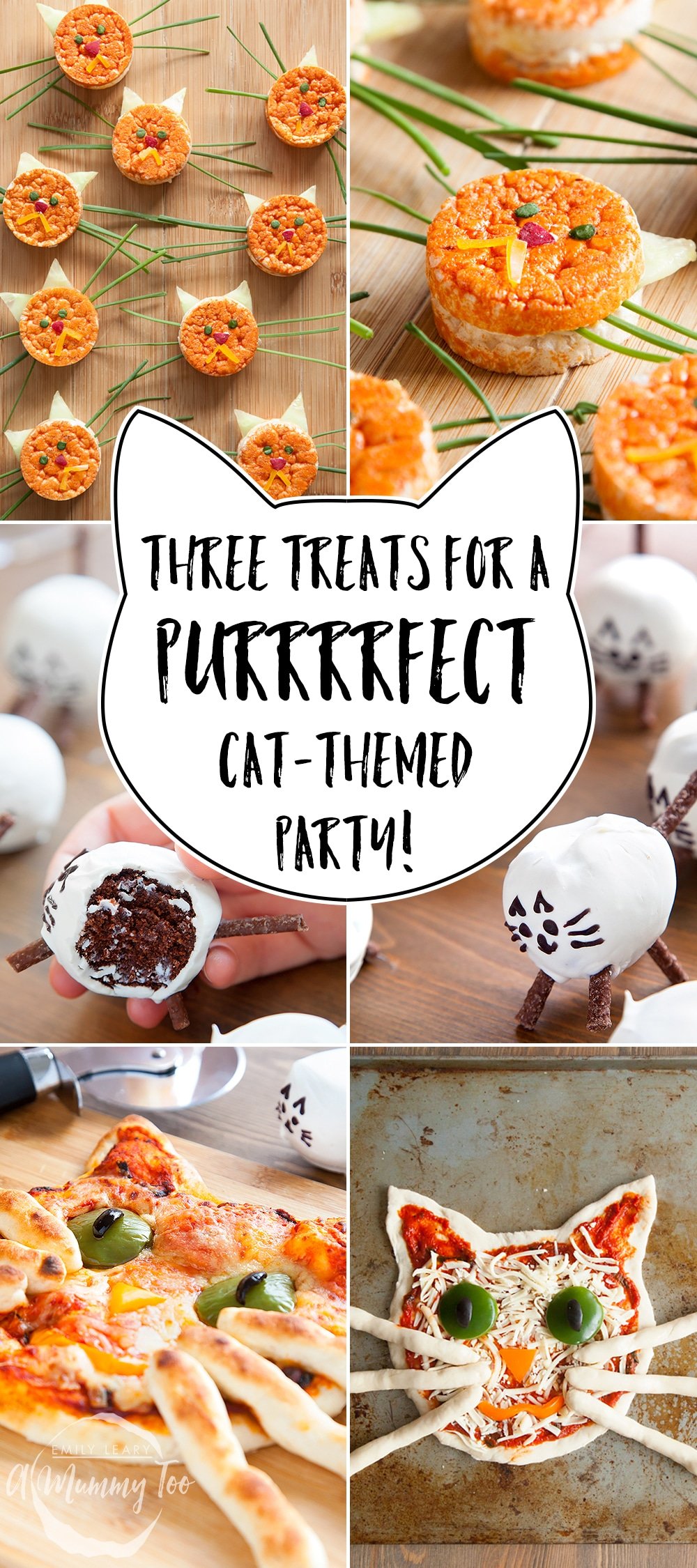 A cat themed party with kittenlike sandwiches, happy cat pizza and