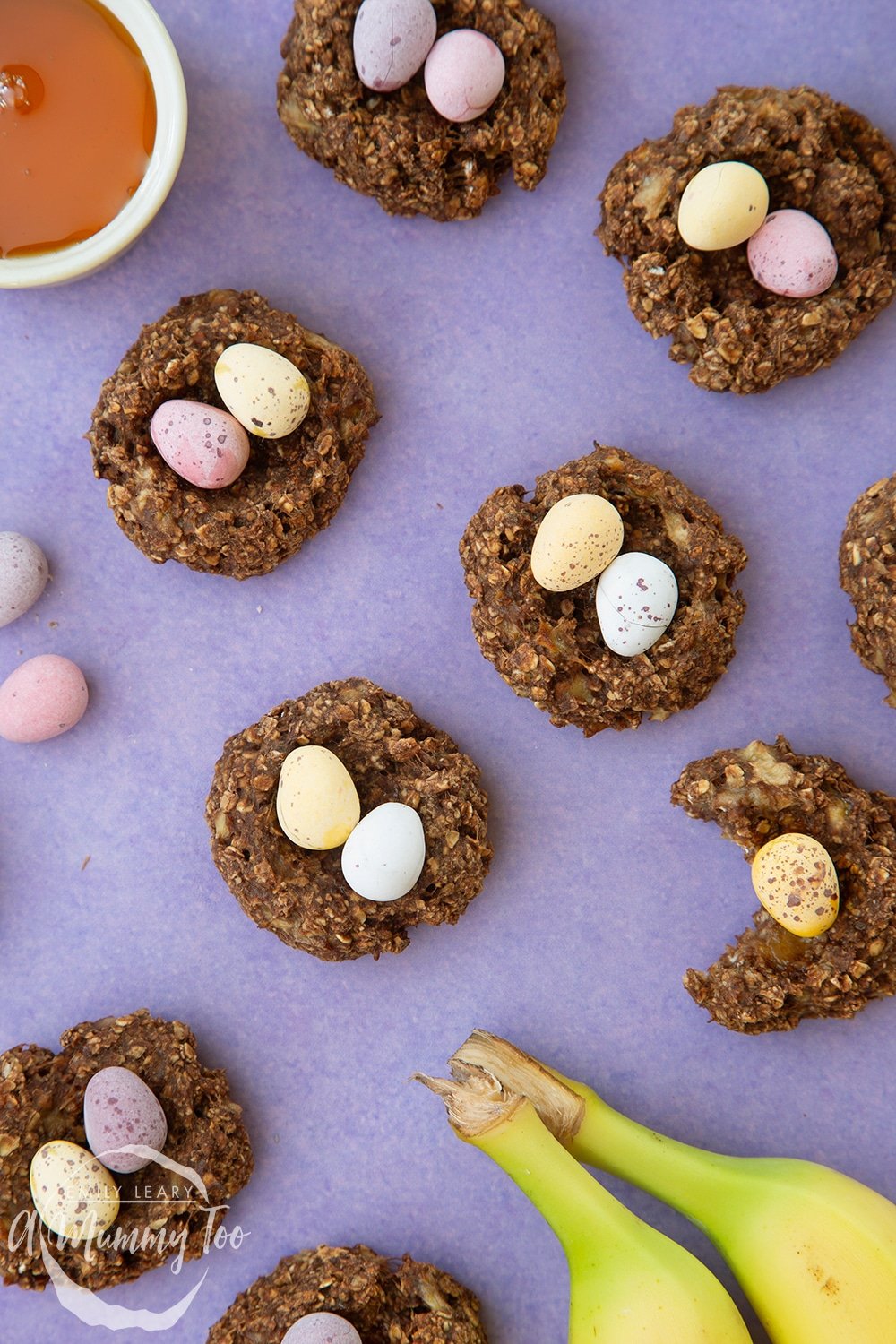 chocolateeggs,hotchocolate easter chocolate nest cookies topped with mini chocolate eggs