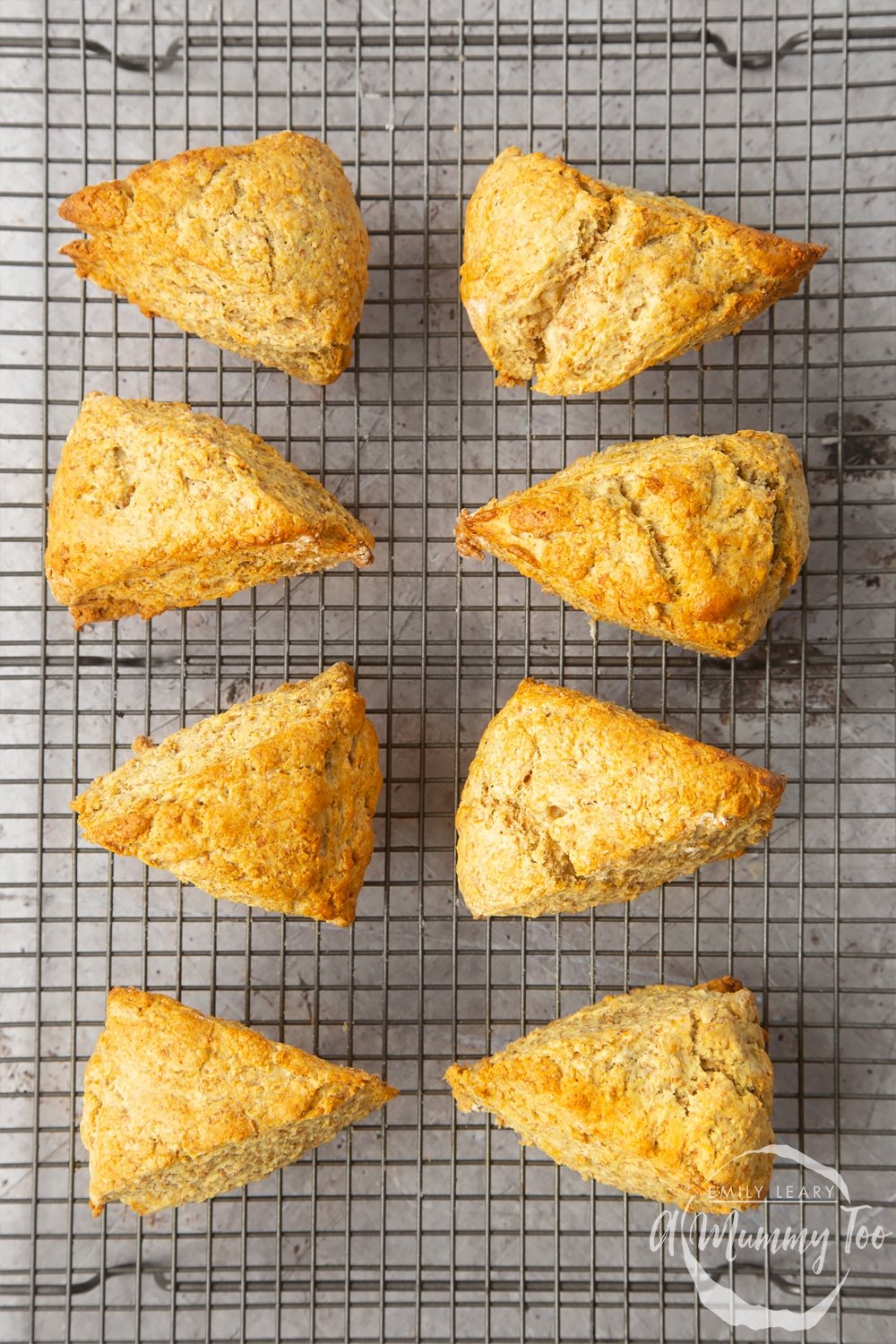 50/50 scones cooling on a wire rack