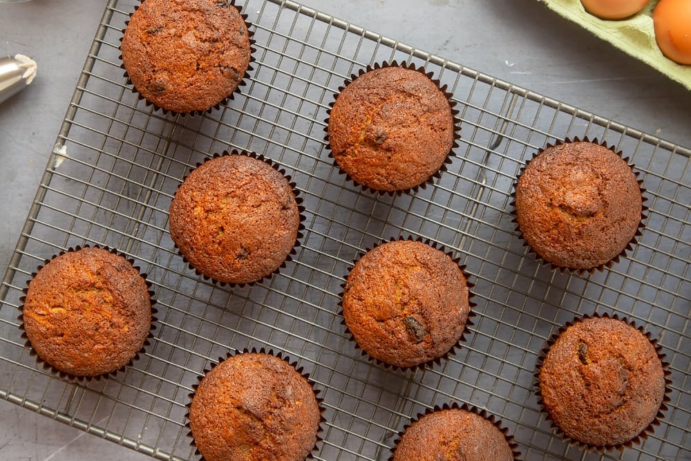 Freshly baked Christmas pudding muffins