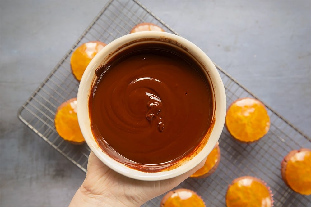 A bowl of melted chocolate