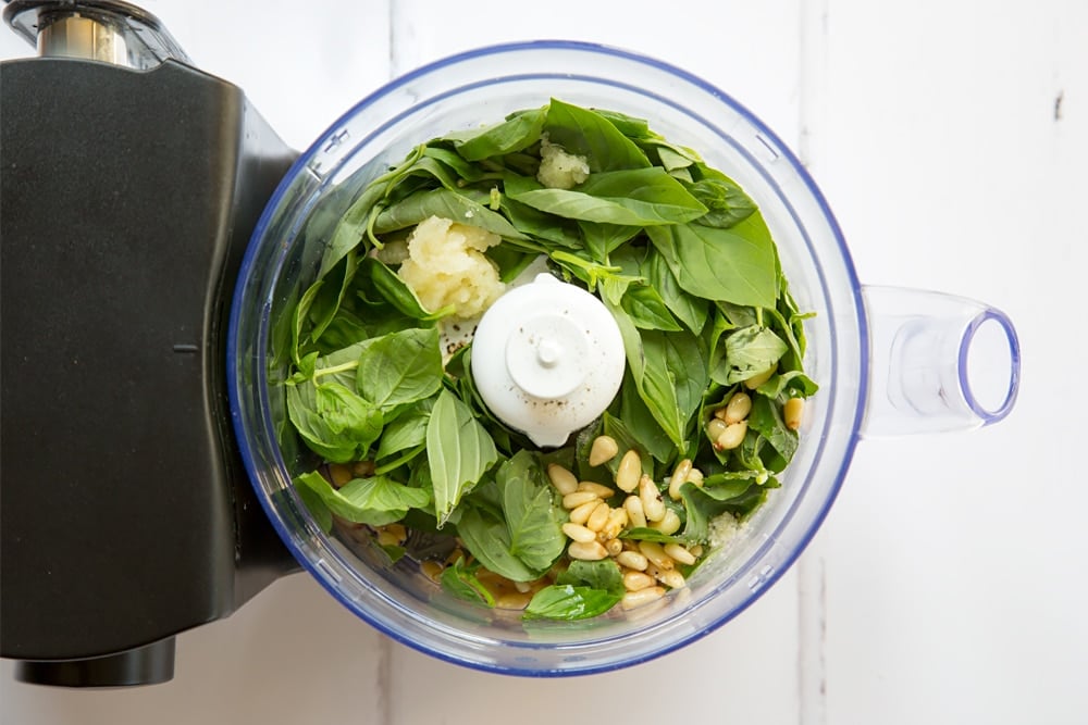 Blitz the pesto ingredients in a food processor