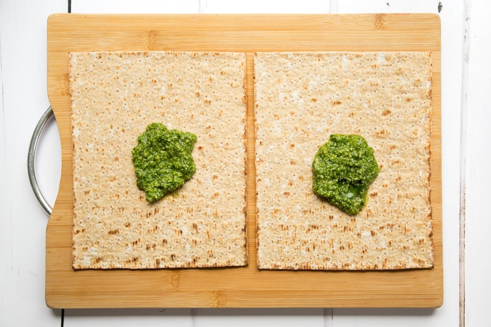 Spread the pesto on the flatbreads