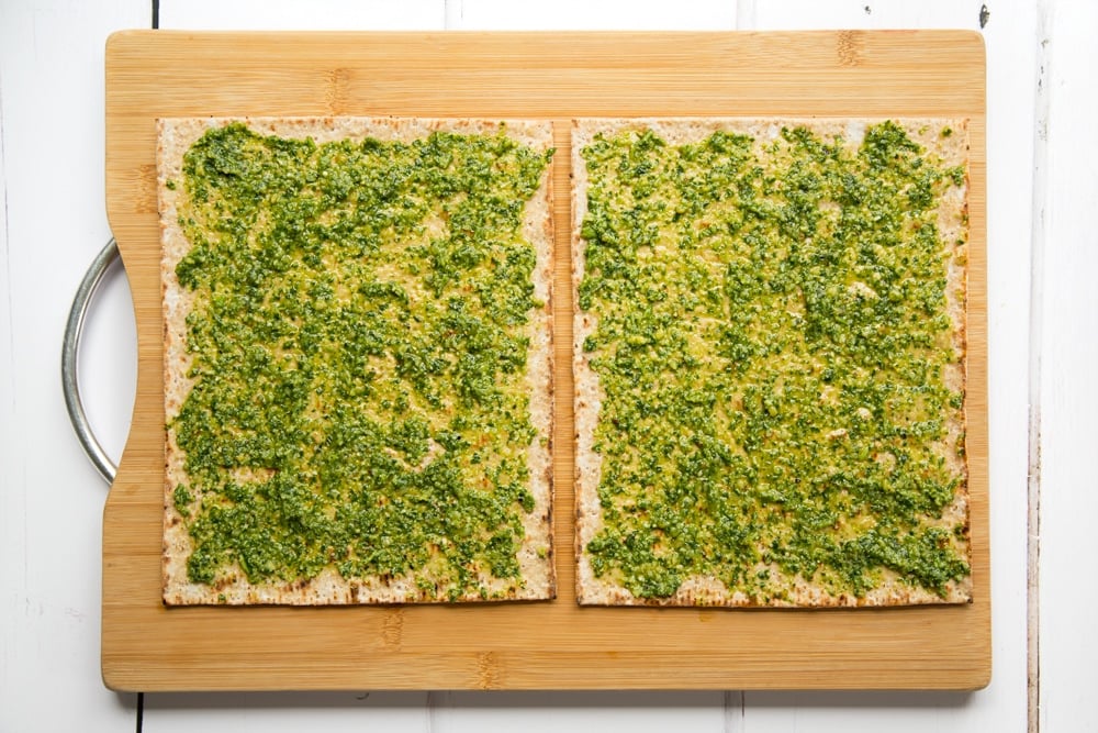 Flatbreads topped with pesto
