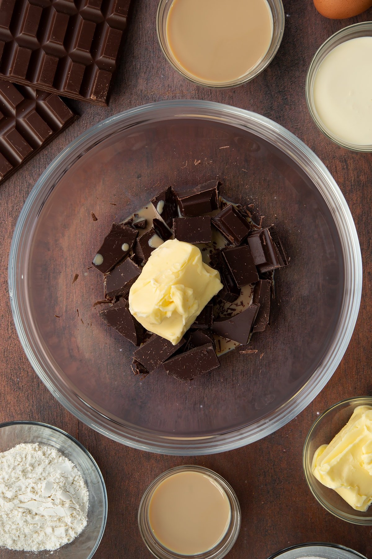 chocolate, butter and Baileys in a microwave safe bowl.