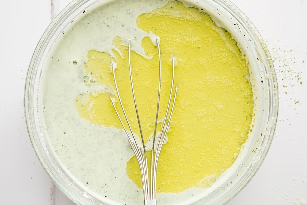 Whisk in melted butter and bicarbonate of soda