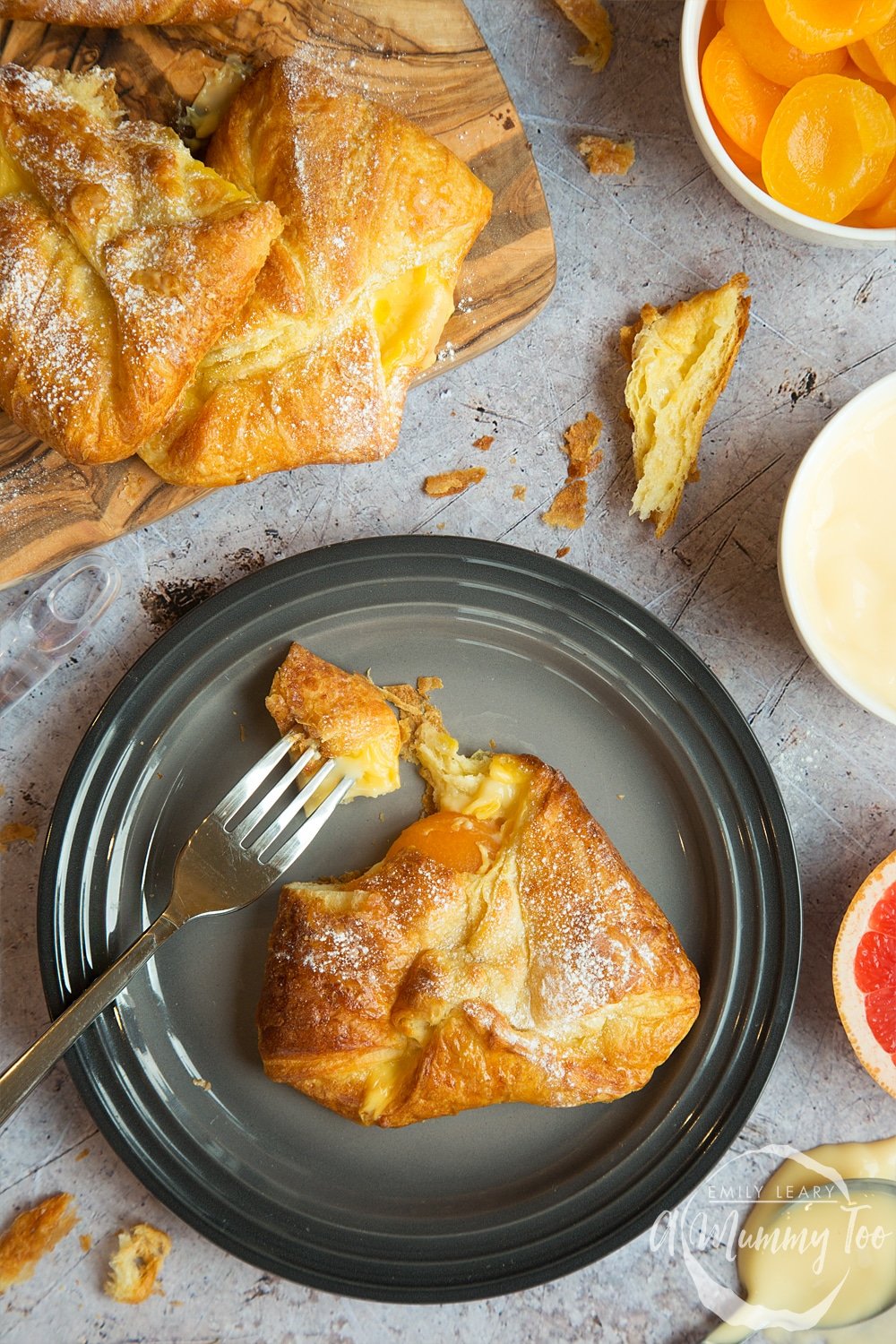 Overhead shot of apricot pastries ready to enjoy