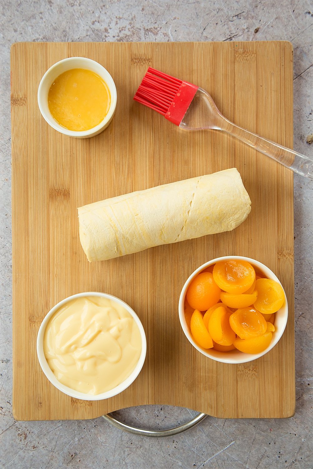 Ingredients for these delicious apricot custard Danish pastries