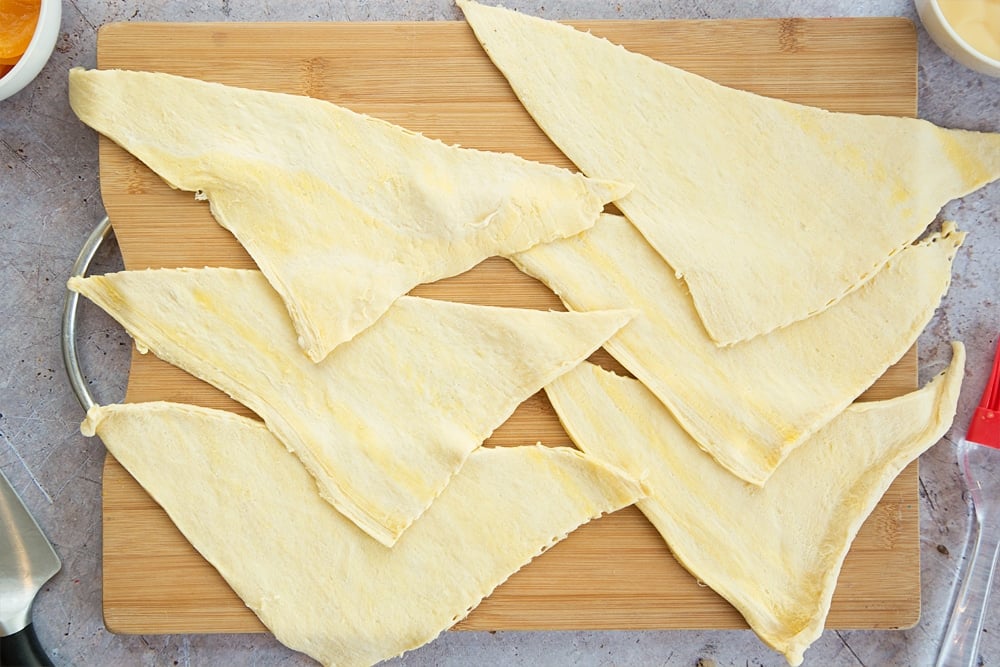 Triangles of ready-rolled croissant dough