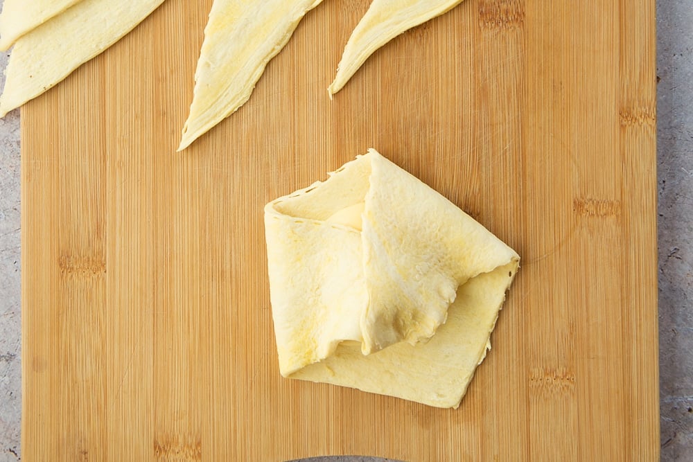 Folding together to make apricot pastries