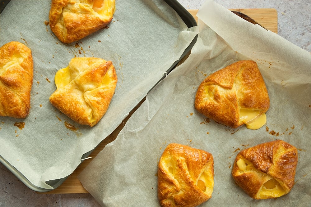 Baking apricot pastries until golden brown