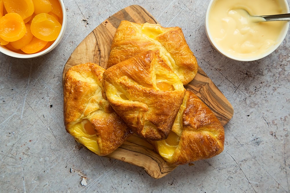 Allow your apricot custard Danish pastries to cool