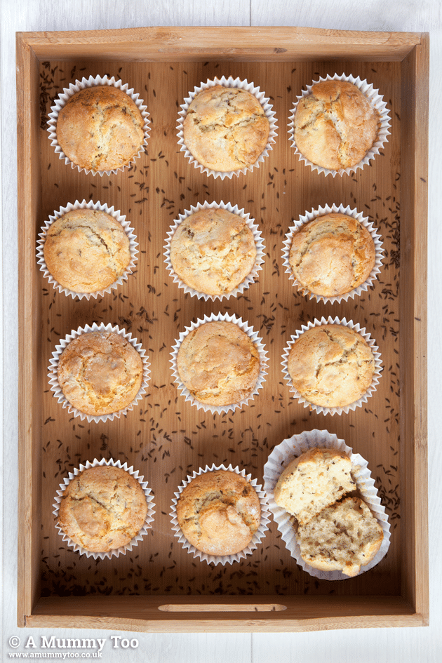Caraway seed muffins, served on a tray