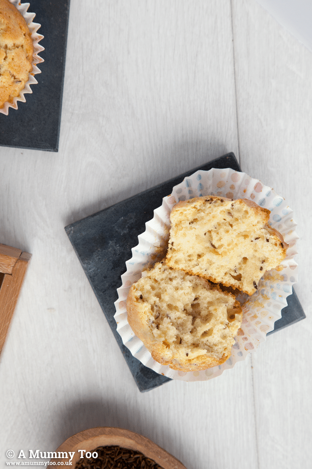 Close up of caraway seed muffins
