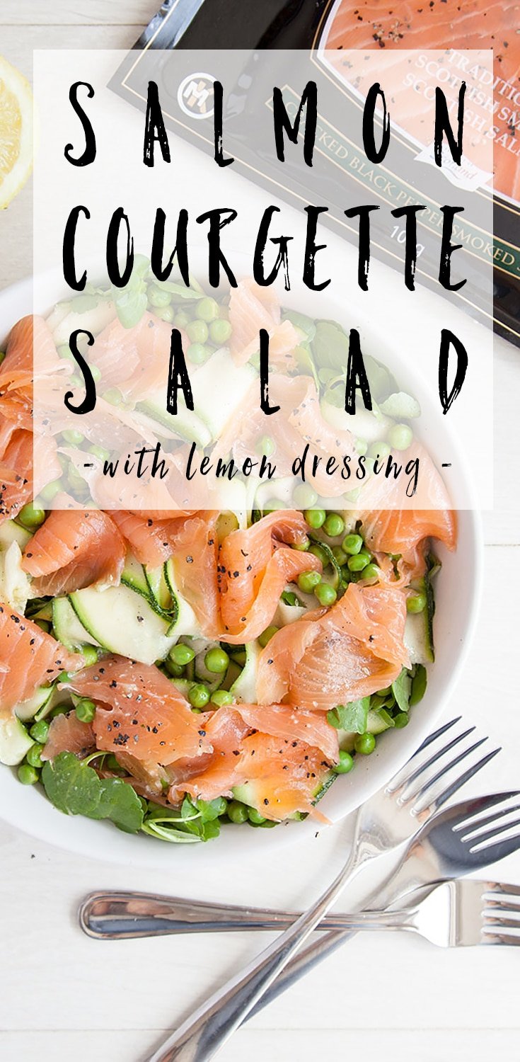 Here's how to make this tasty salmon courgette salad with a lemon dressing #recipe #salmon #salads