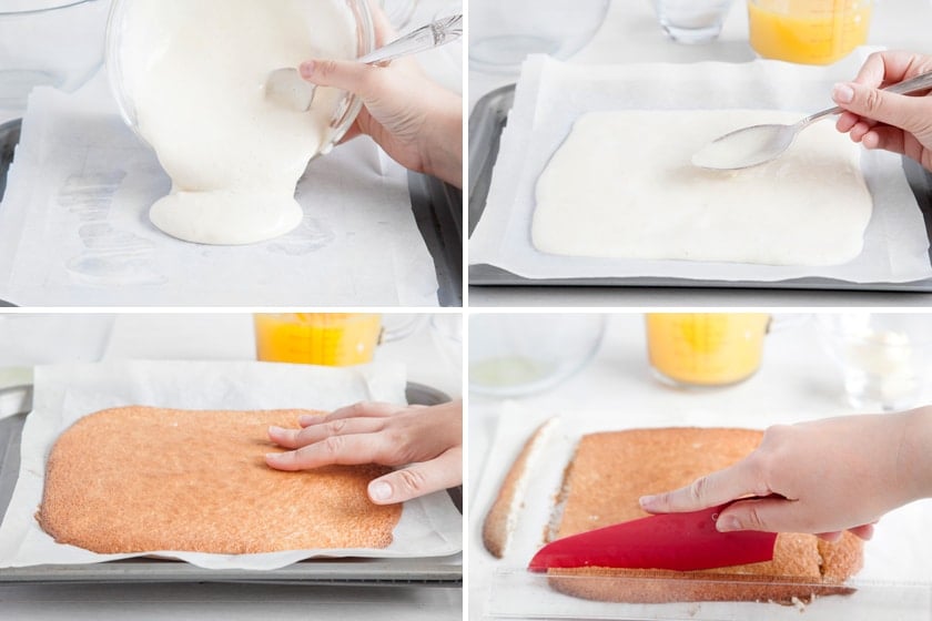 Baking the sponge base for these chocolate orange jelly squares