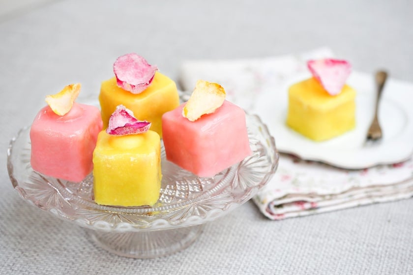Pretty, easy lemon and rose fondant fancies - here's how to make them!