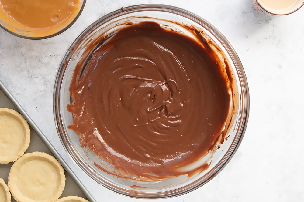 Chocolate ganache, ready to top your tarts
