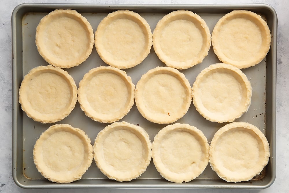 Pastry cases on a baking tray
