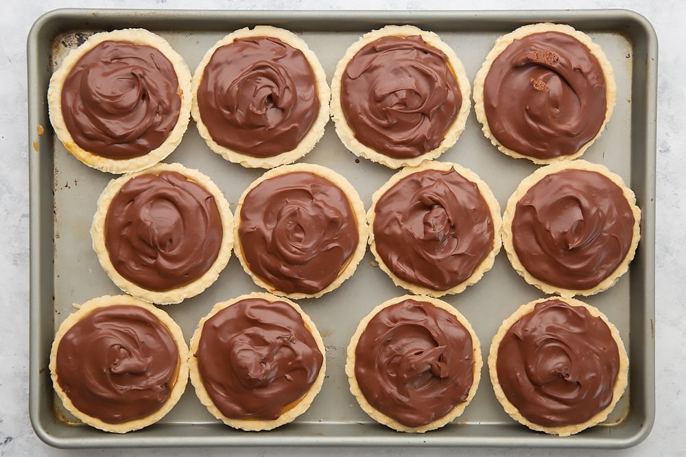 Allow your Baileys salted caramel mini chocolate tarts to set in the fridge