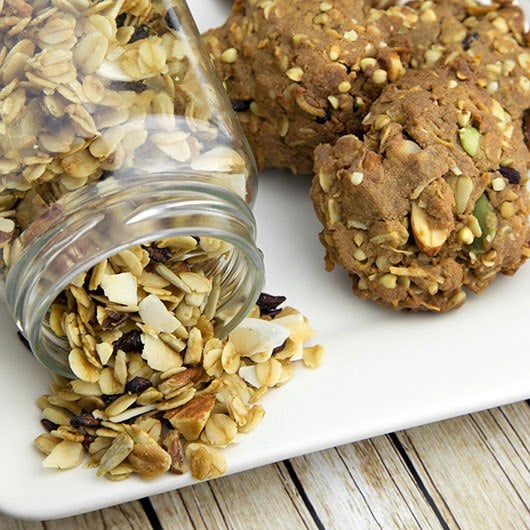 toasted muesli protein cookies by om nom ally