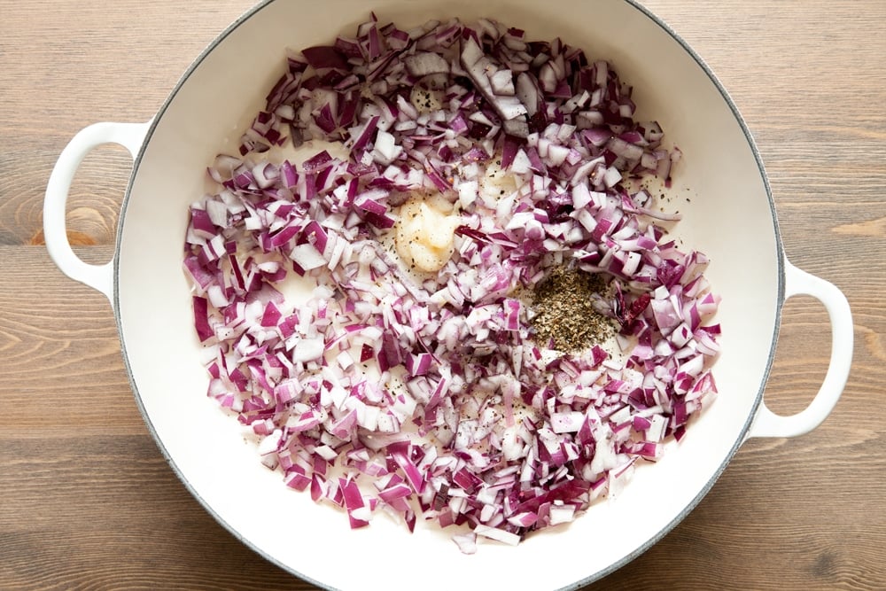 Preparing ingredients for the Quorn pasta bake