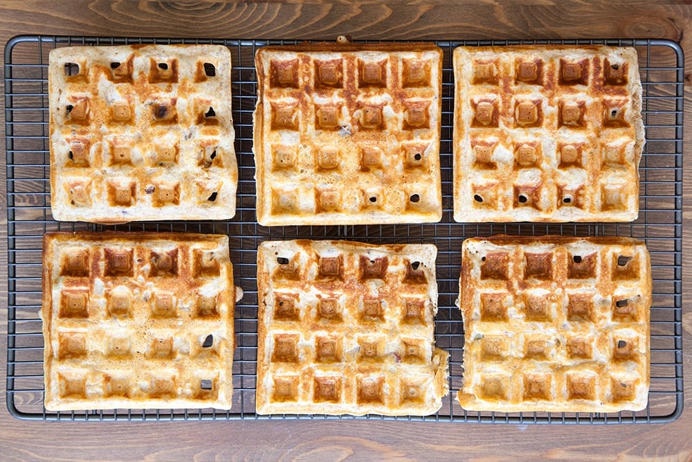 Freshly baked granola waffles