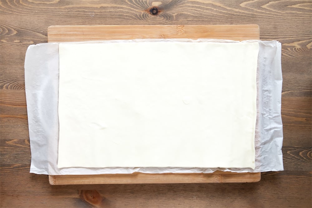 Rolled out puff pastry sheet