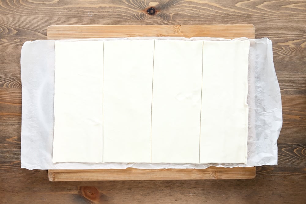 Making four pastry parcels