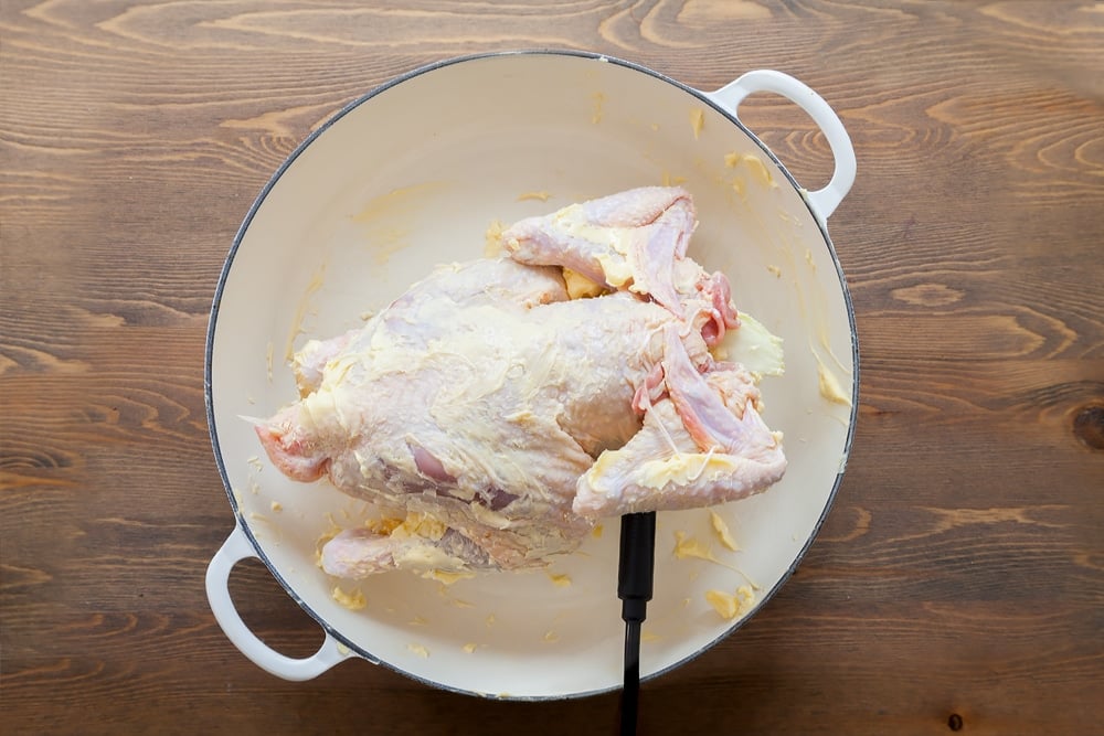 Preparing the sage and onion roast chicken