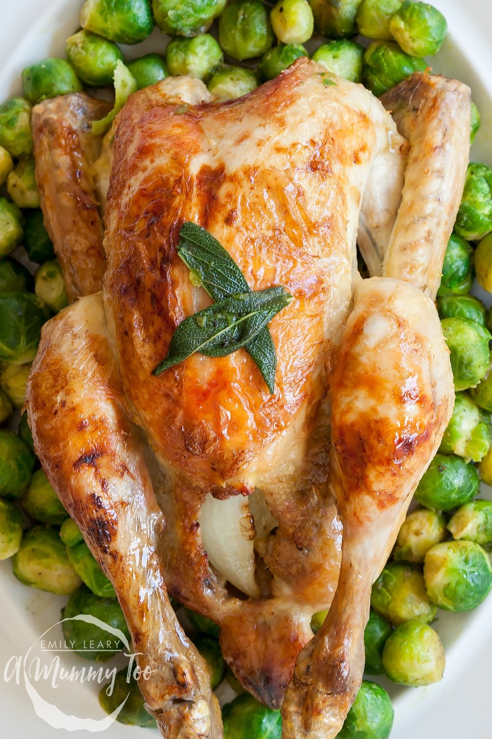 Buttery sage and onion roast chicken