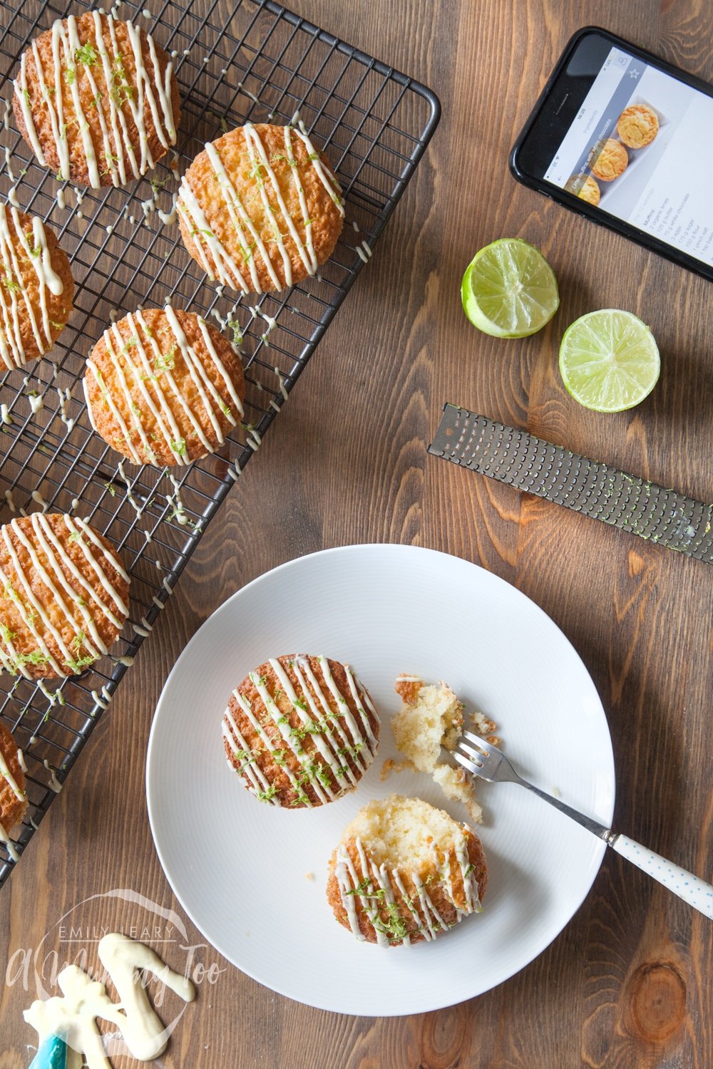 Fruity, delicious lime and white chocolate muffins