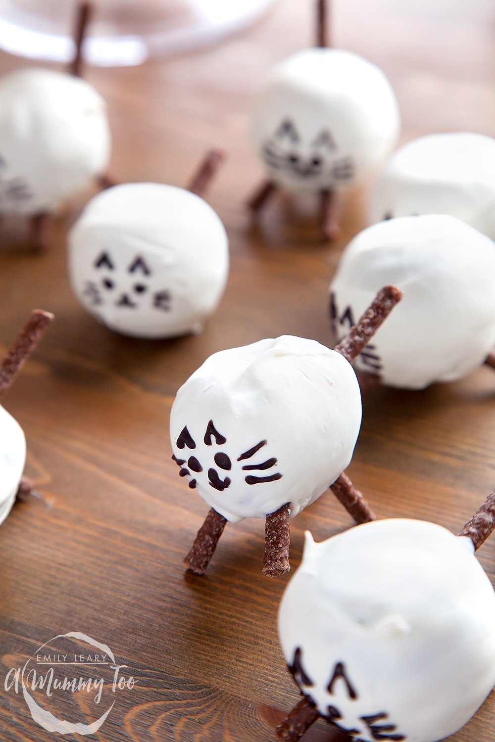 Completed kitty cake pops, super cute, super fun and super tasty.