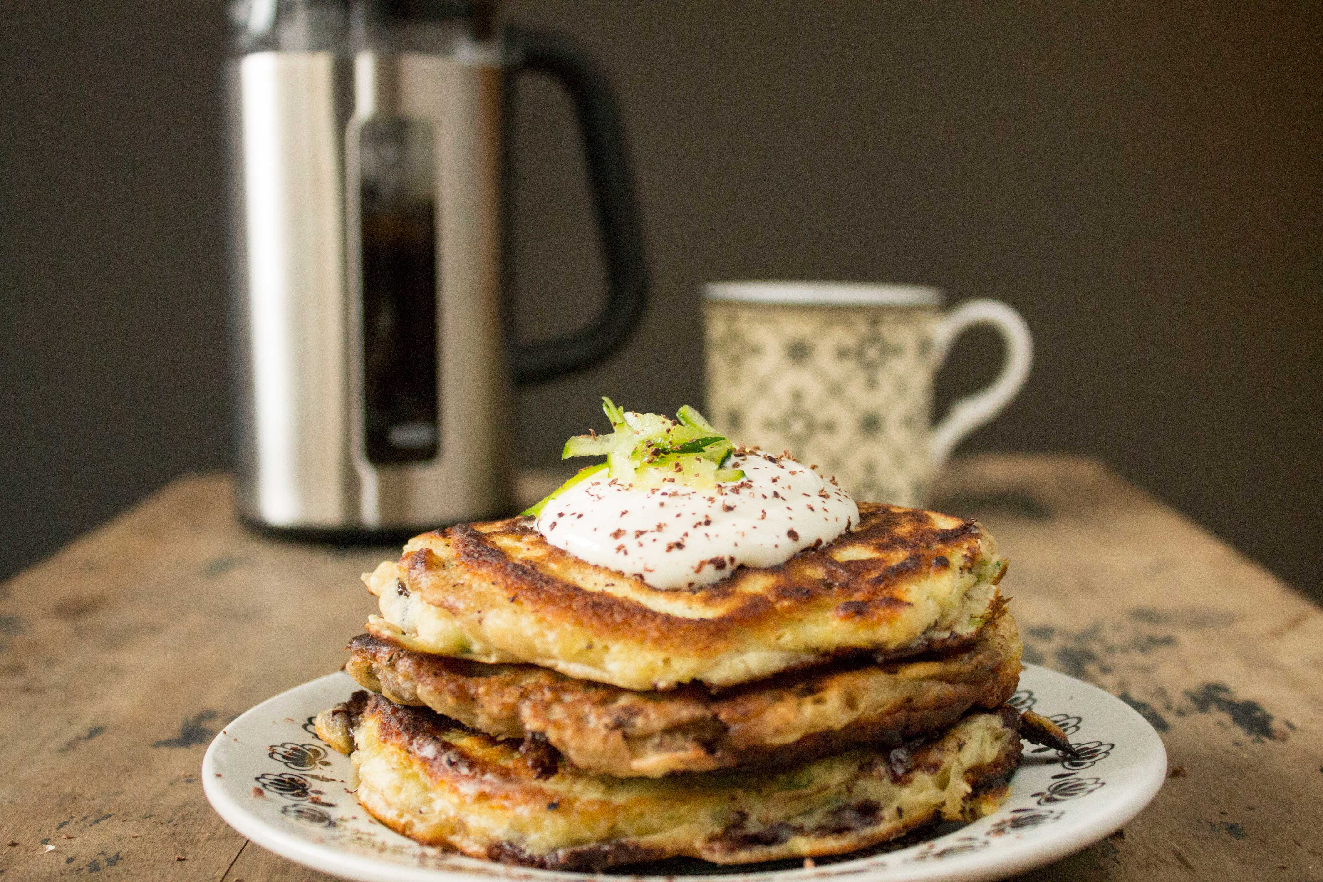 Zucchini Pancakes with Smoked Turkey