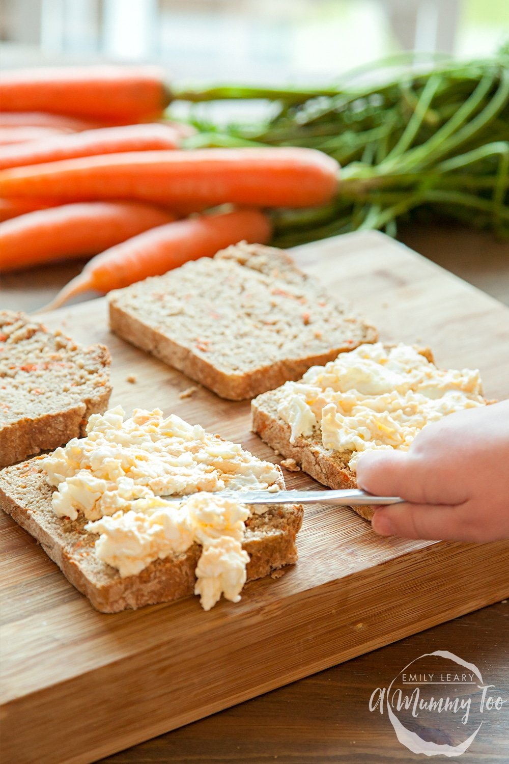 Assembling the sandwiches, first with the egg mayo filling