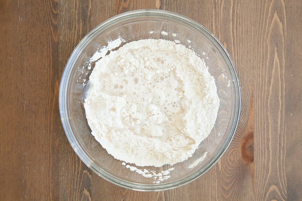 Making the dough for the five minute naan breads