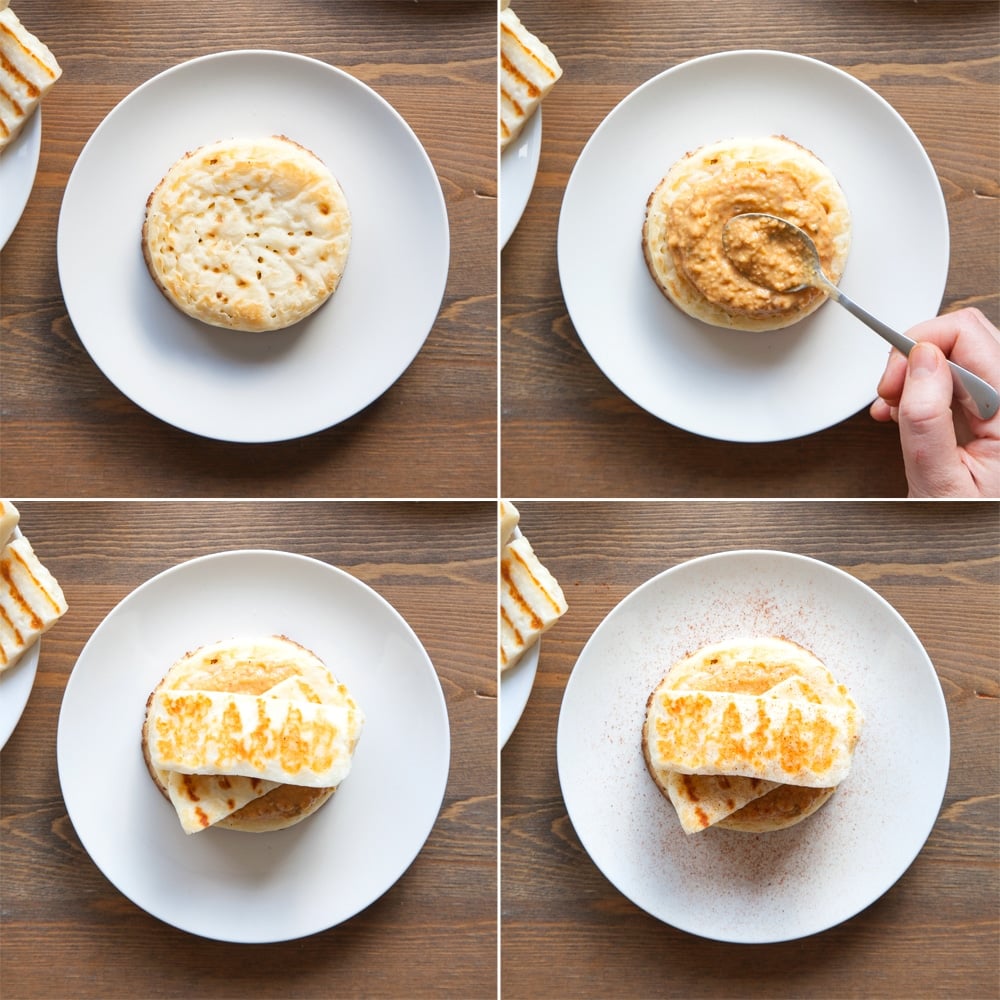 Assembling the gluten-free meze-inspired crumpets