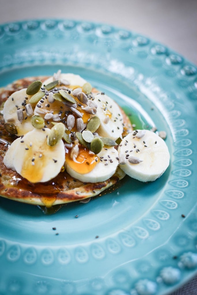 multiseed spelt pancakes by botanical kitchen