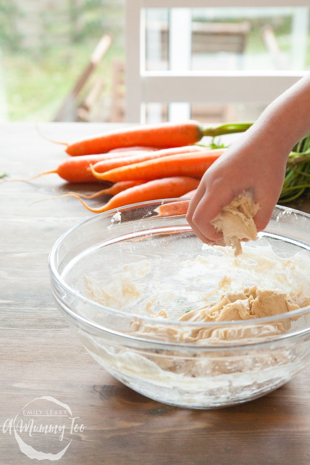 Children can mix the naan bread dough with their hands - it's lots of fun!