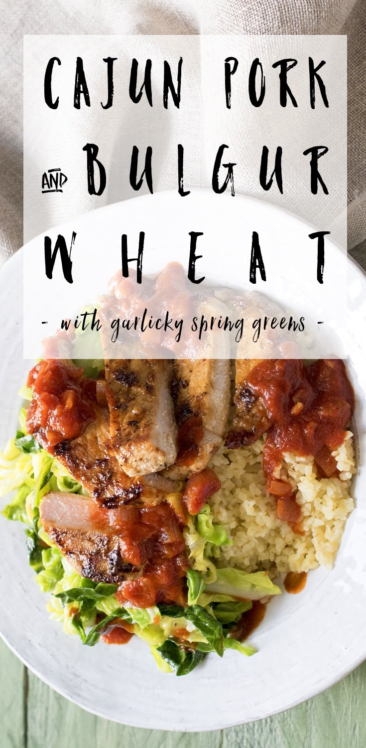 Cajun pork with bulgur wheat and garlicky spring greens - a HelloFresh recipe #recipe #HelloFresh