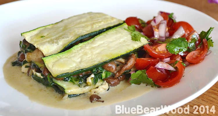 Wild Mushroom and Courgette Zucchini Stack by Blue Bear Wood