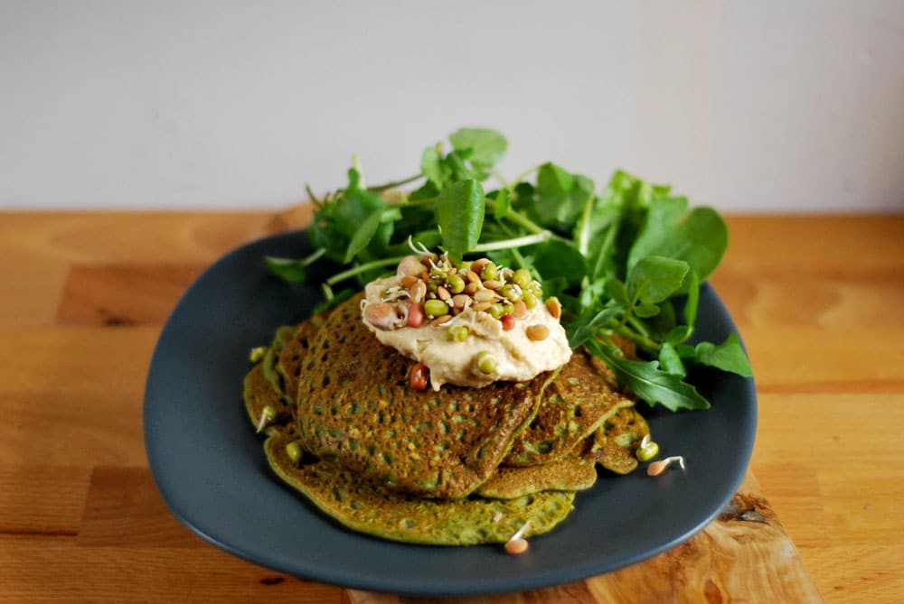 spinach and wheatgrass crepes by rough measures