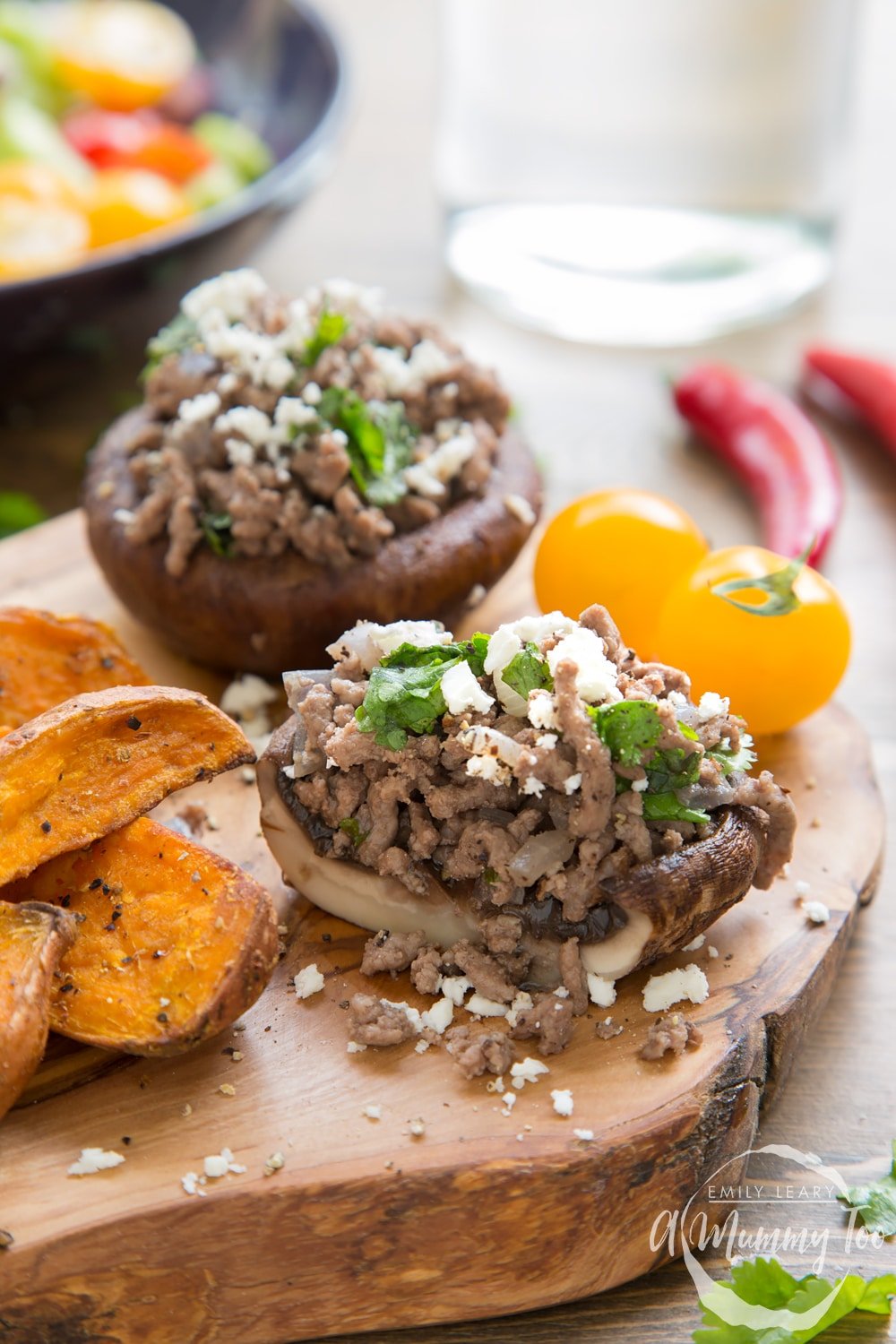 Serve these tasty Irish beef stuffed portobello mushrooms sprinkled with feta