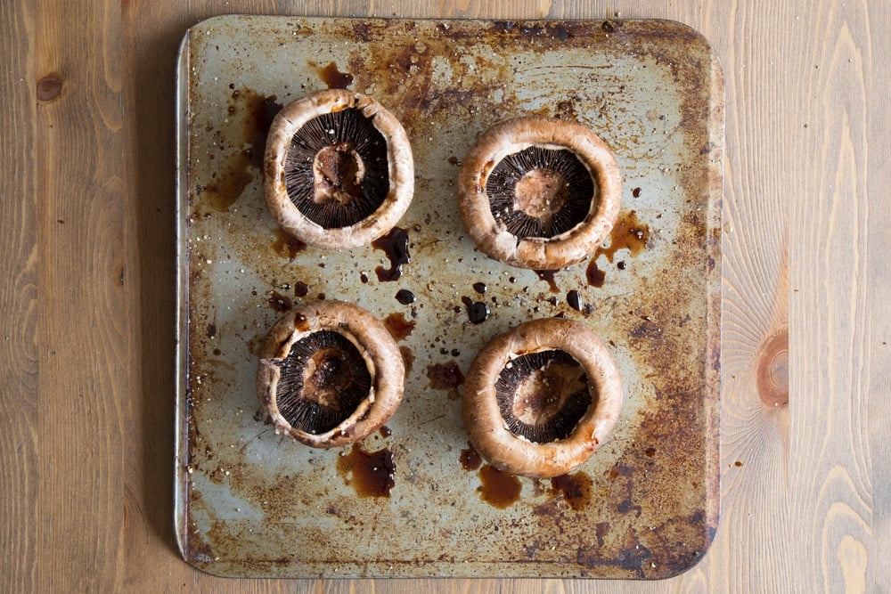 Drizzle balsamic vinegar over the portobello mushrooms