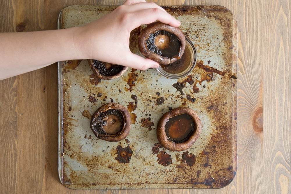 Freshly baked portobello mushrooms