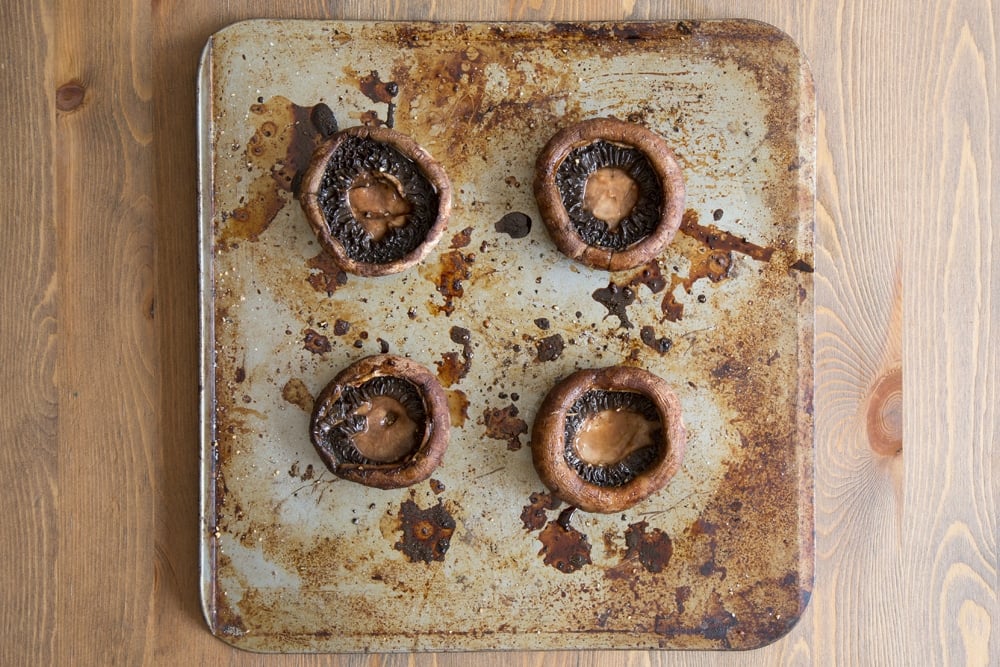 Allow the portobello mushrooms to heat slowly while preparing the Irish beef