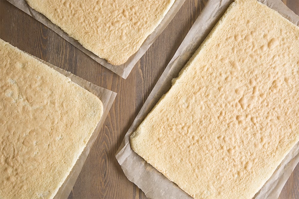 Freshly baked 'pasta' for the strawberry lasagne