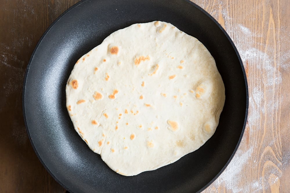 Your cooked tortillas should be lightly browning to add a little colour