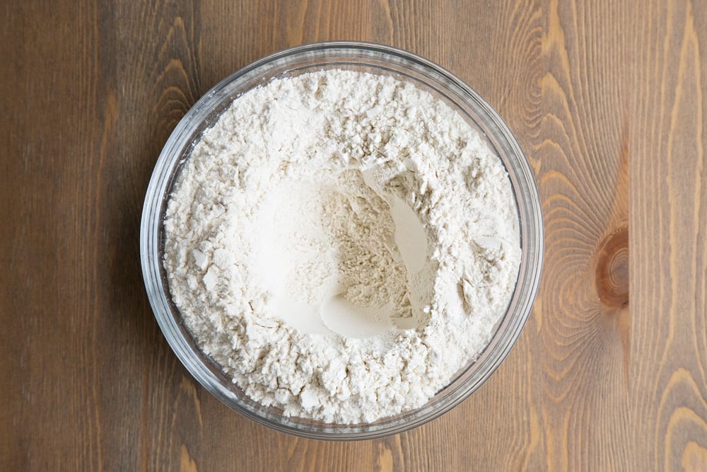 To continue making your tortillas, make a well in the dry ingredients